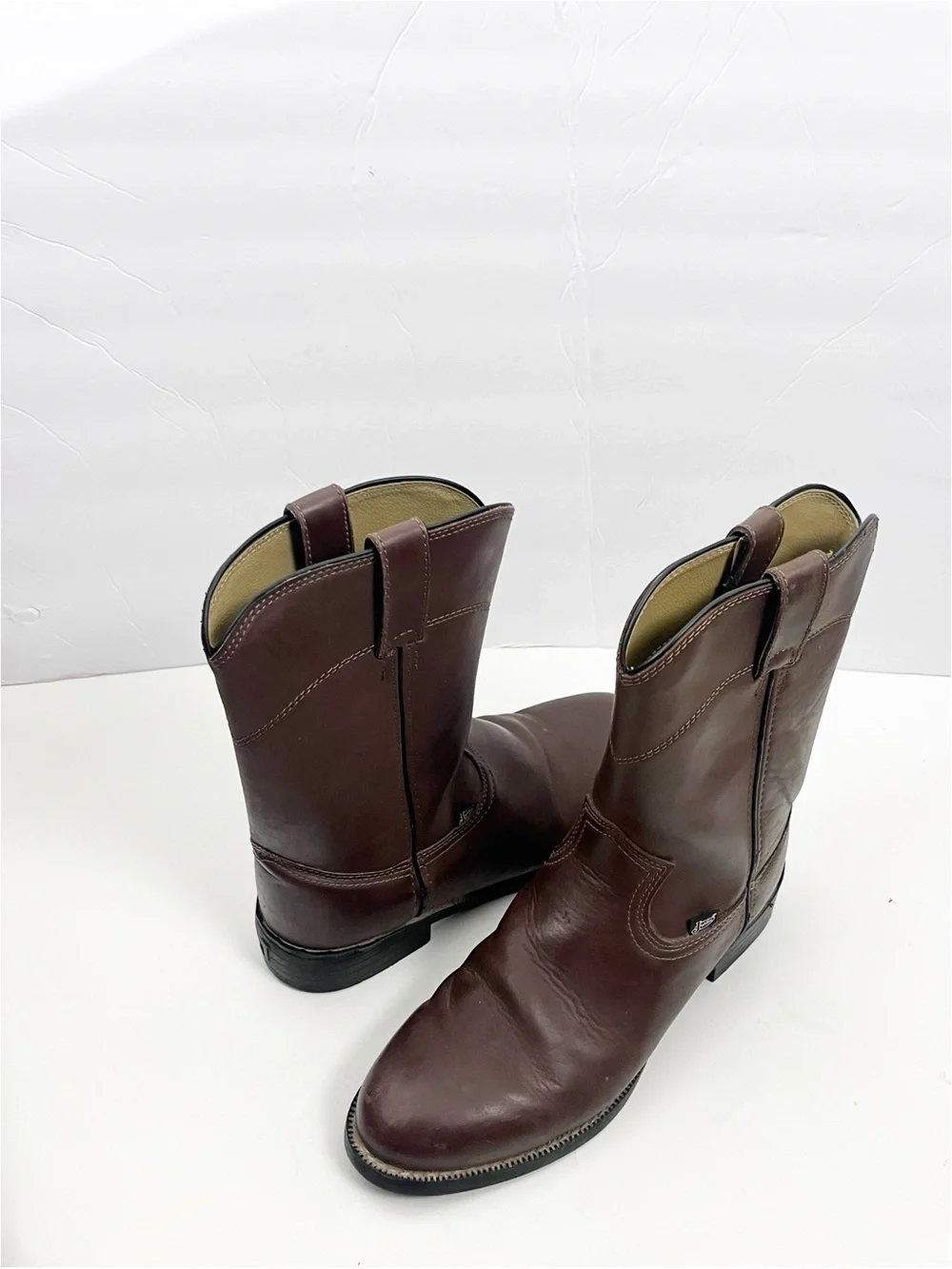 JUSTIN Men’s Basics Brown Slip On Cowboy Boots SIZES 7D/7.5D Cowboy Rancher